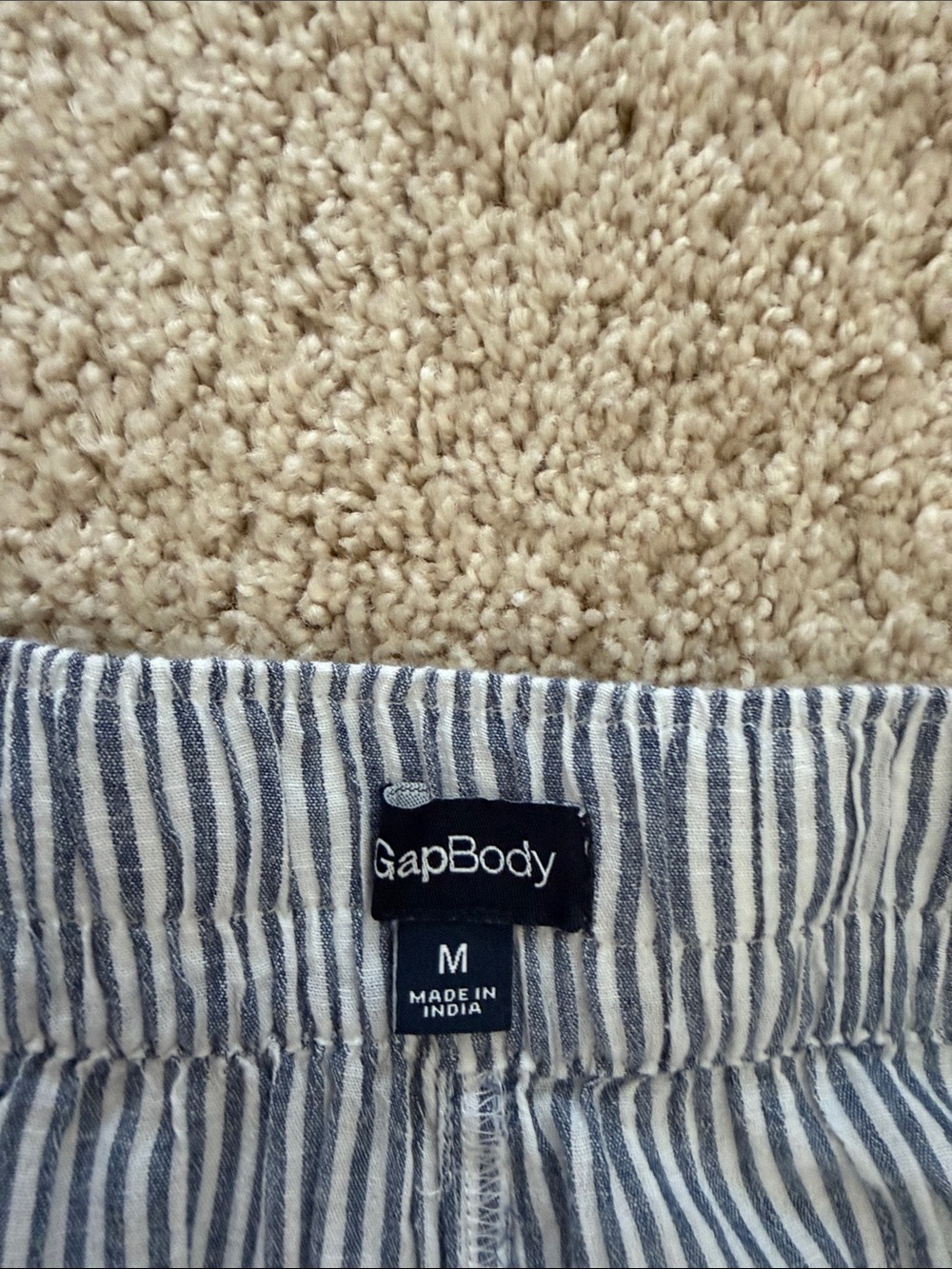 Striped Wide-Leg Drawstring Pants in Blue & White - Picture 2 of 5
